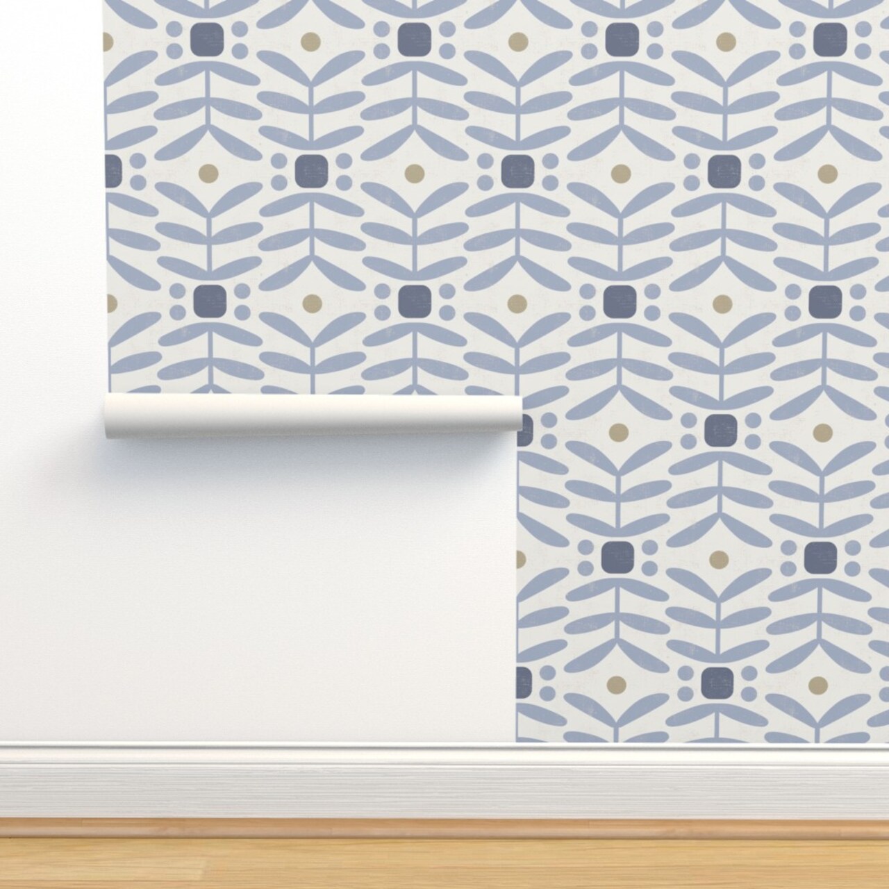 Botanical Diamonds Large Geometric Neutral Blue Denim Dot Stripe Abstract Custom Removable Wallpaper by Spoonflower Peel & Stick Wallpaper 2FT Wide